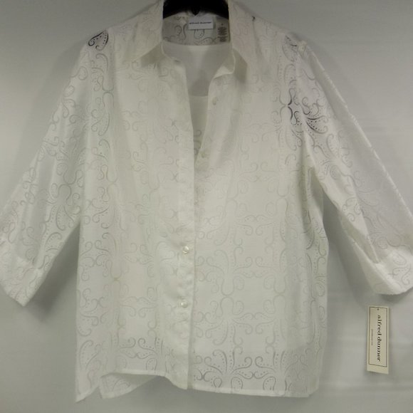 Alfred Dunner Tops - Alfred Dunner Button Front Sheer Top Built-In Tank Top Size 16 NWT
